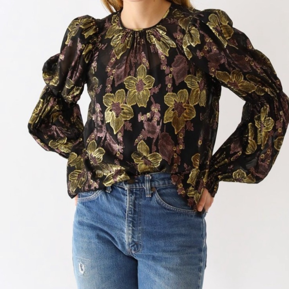 Ulla Johnson Aster Blouse in Obsidian